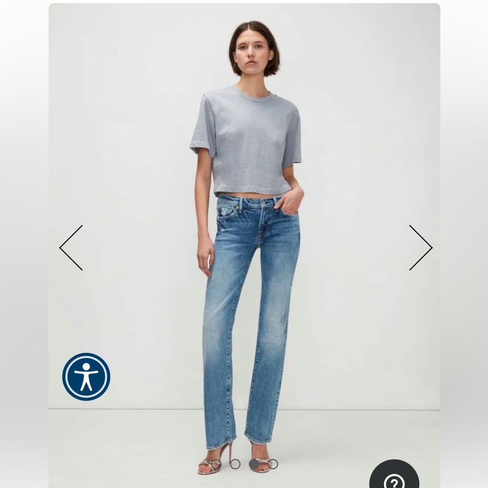 7 For All Mankind Bootcut With Destroy in Mid Dark Blue size 30